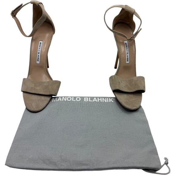 Manolo Blahnik Tres Ankle Strap Sandals In Nude Size 40 - Picture 3 of 15